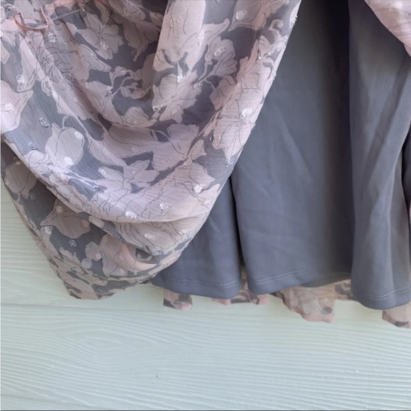 Lovestitch Pink Grey Floral Swiss Dot‎ Maxi Shift Dress Medium V Neck - Picture 6 of 12